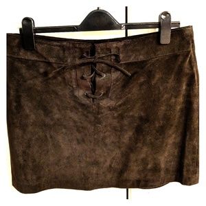Brown mini suede skirt